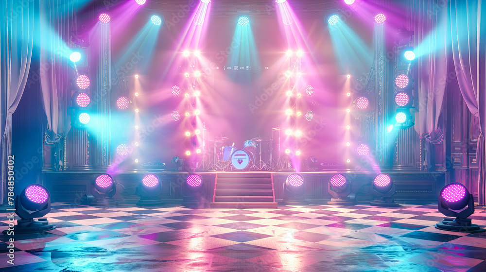Stage Illuminated for a Musical Event, Capturing the Vibrant Energy of a Live Concert