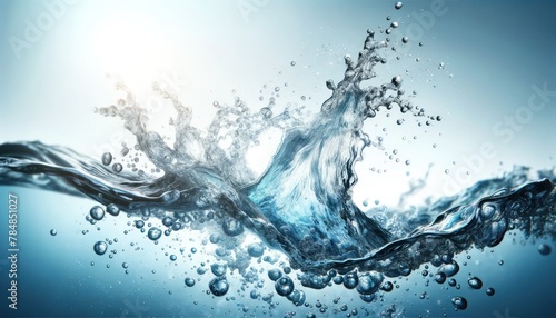 water in motion, capturing the swirling and splashing of clear, pure water.