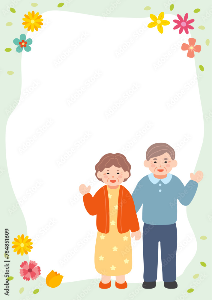 Old couple border background illustration Old couple border background illustration