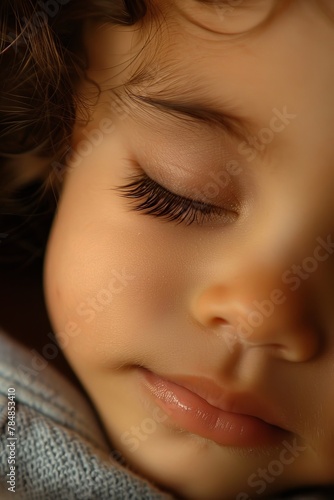 A baby's face in deep sleep, features softened and relaxed, the epitome of innocence and the peacefulness of early life