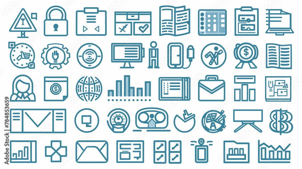 Big set of 100 Business and Finance web icons in line style. Money, bank, contact, office, payment, strategy, accounting, infographic. Icon collection. Vector illustration. Big set of 100 Business and Finance web icons in line style. Money, bank, contact, office, payment, strategy, accounting, infographic. Icon collection. Vector illustration.