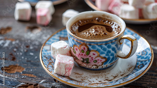 Turkish Coffee with traditional porcelain cup coffee