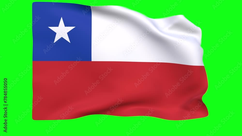 Waving flag of Chile Animation 3D render Method Waving flag of Chile Animation 3D render Method
