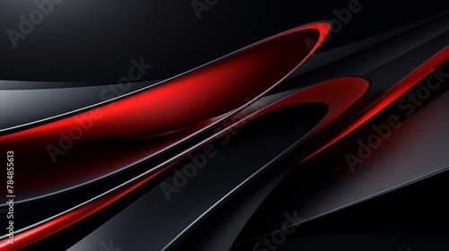 black and red abstract shapes on a dark background, in the style of sinuous lines