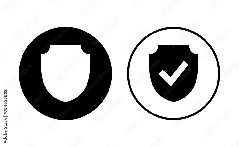 Fototapeta premium Shield check mark icon set. Protection approve sign. Safe icon vector