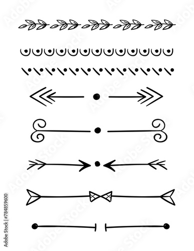 Collection of drawn ornamental elements