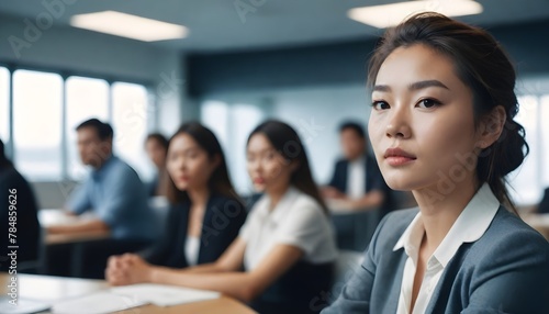 Professional  confident Asian business woman in office meeting room 