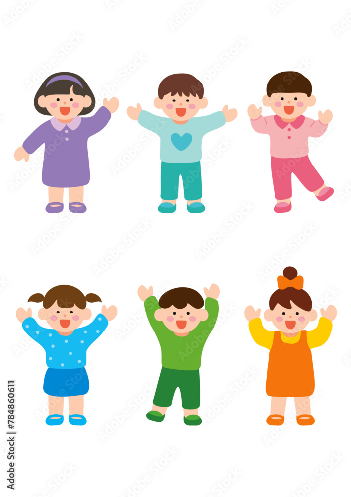 Children in various movements illustration Children in various movements illustration
