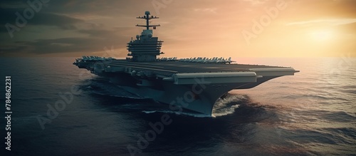 aircraft carrier at sunset. Aircraft Carrier at Dusk