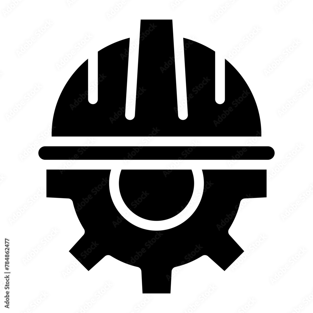 Helmet Construction with Gear Vector icon Helmet Construction with Gear Vector icon