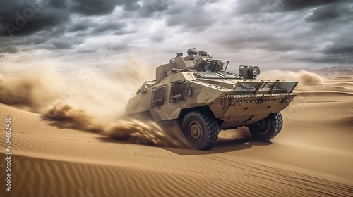 Armored Vehicle in Desert