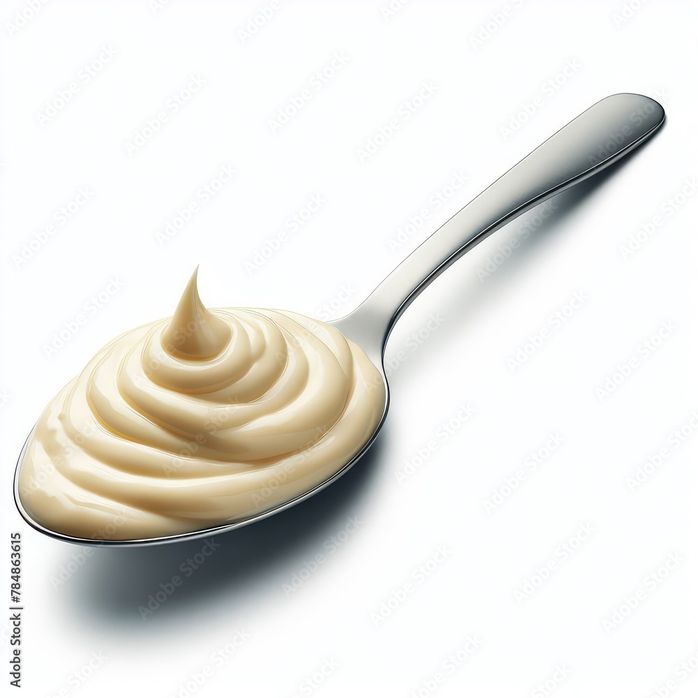 Spoon of mayonnaise isolated on a white background Spoon of mayonnaise isolated on a white background