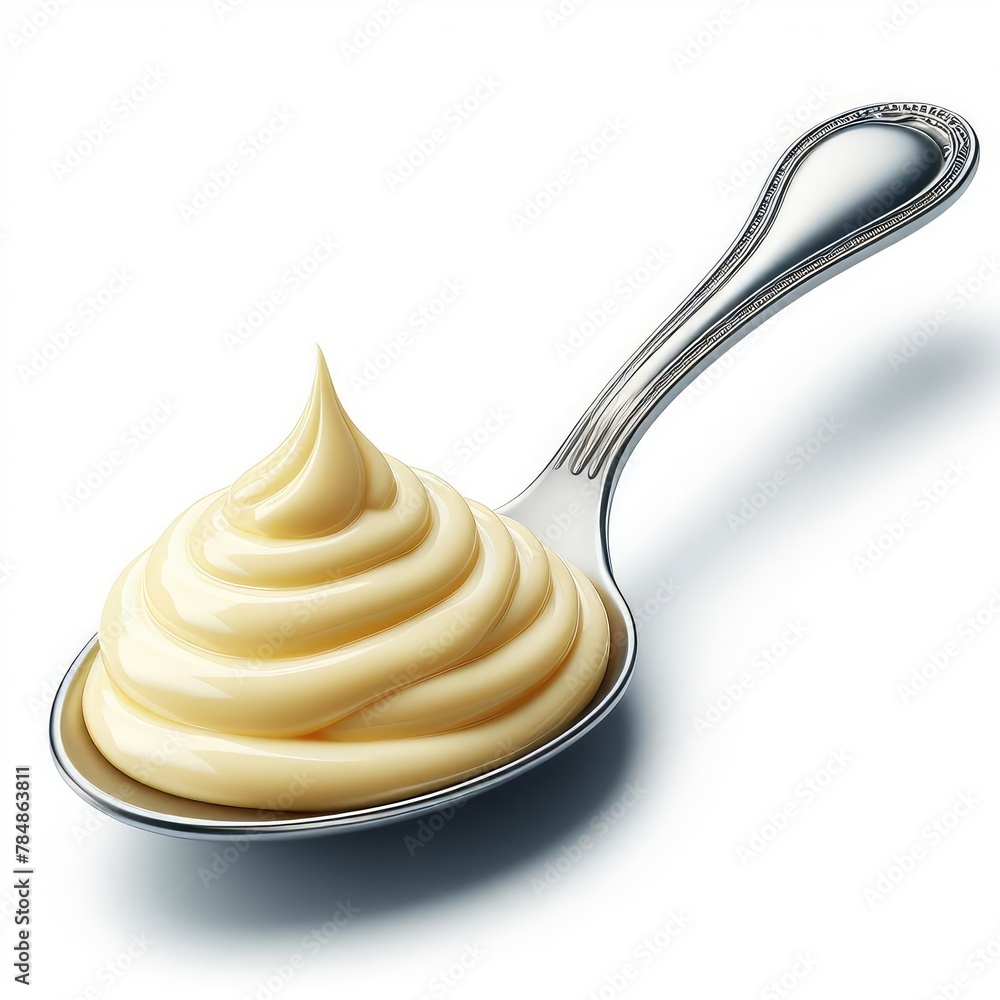 Spoon of mayonnaise isolated on a white background Spoon of mayonnaise isolated on a white background