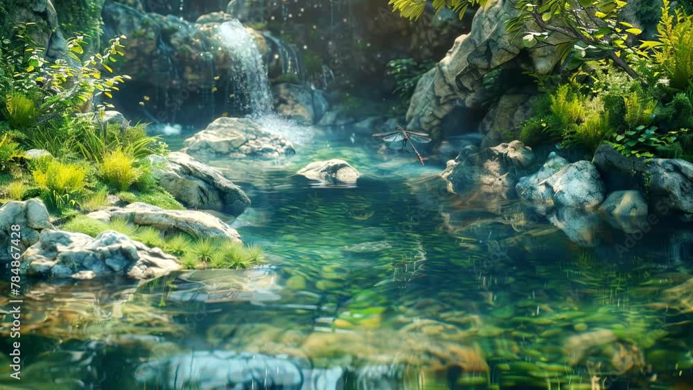 River Haven: Picturesque Clear River amidst Spectacular Bushes. Seamless looping time-lapse virtual 4k video animation background River Haven: Picturesque Clear River amidst Spectacular Bushes. Seamless looping time-lapse virtual 4k video animation background
