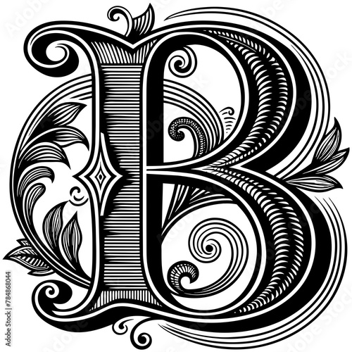vintage calligraphy letter b