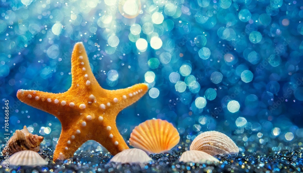 Background inspired by the glittering summer of starfish and shells. Background inspired by the glittering summer of starfish and shells.