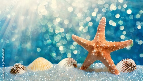 Background inspired by the glittering summer of starfish and shells.
