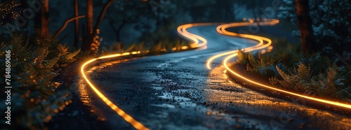 roadmap with dark background and light highlighting the path photo