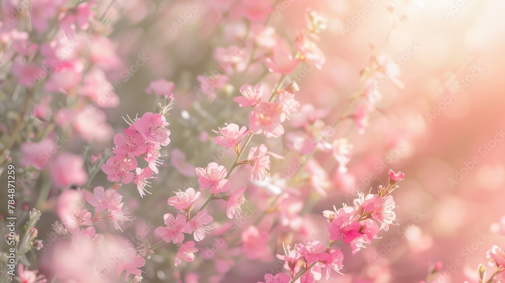 Sweet pink flowers in soft focus for background