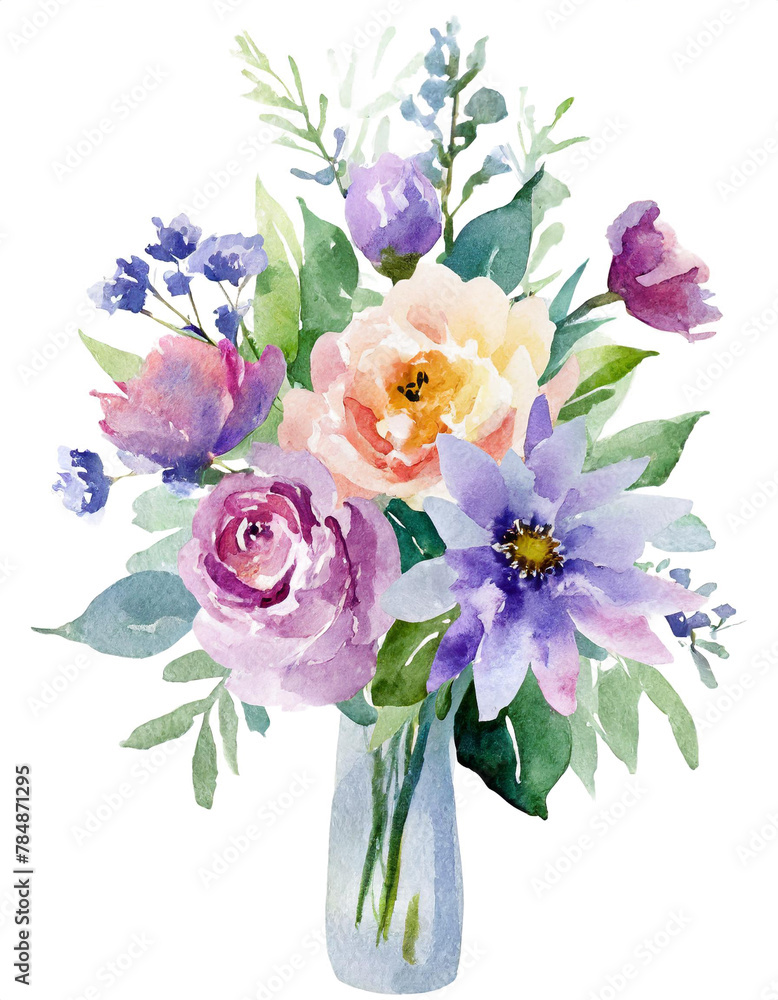 Fototapeta premium Water painting vase illustration