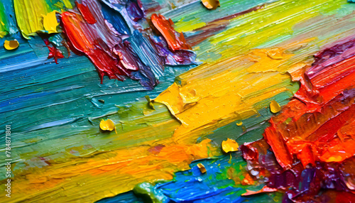 Colorful Abstract Oil Painting Closeup Background