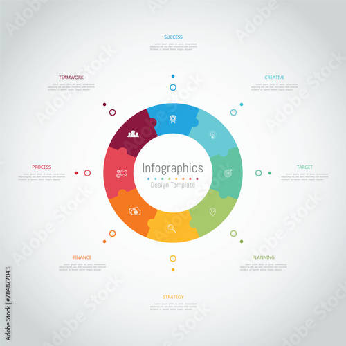 Infographic 8 options design elements for your business data. Vector Illustration.