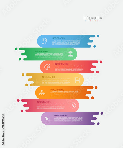 Infographic 7 options design elements for your business data. Vector Illustration.