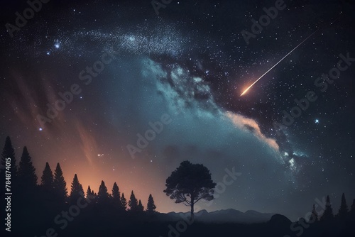 Night sky with stars and comets. Elements of this image furnished by NASA