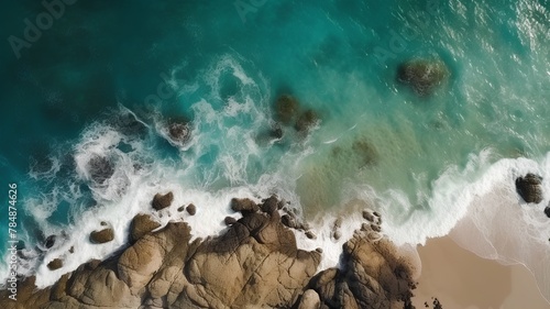 Aerial view of a beach in the Cantabrian sea, Spain photo