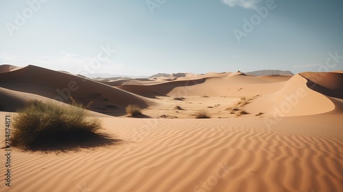 Sand dunes in the Sahara desert. Morocco. Africa. Vintage style.