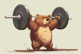illustration a bear doing weightlifting
