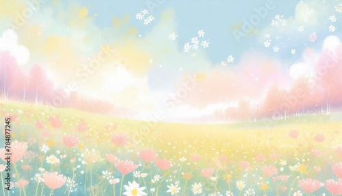 Illustration background material inspired by a sparkling spring flower field.