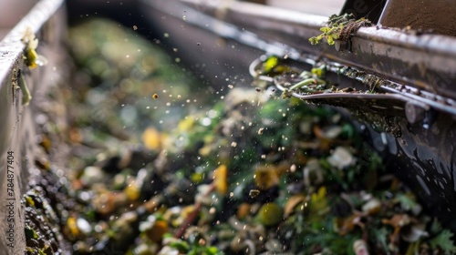 Closeup of a process known as anaerobic digestion with tiny microbes working to break down organic waste and produce biogas. . photo