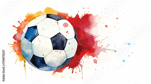 Watercolor illustration of soccer ball isolated on