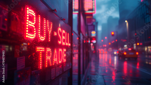 “BUY - SELL - TRADE” sign - retail - swap meet - neon.  photo