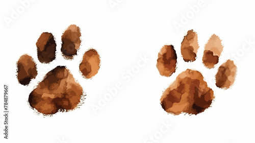 Watercolor paw dog pet or cat brown ink pattern tra photo
