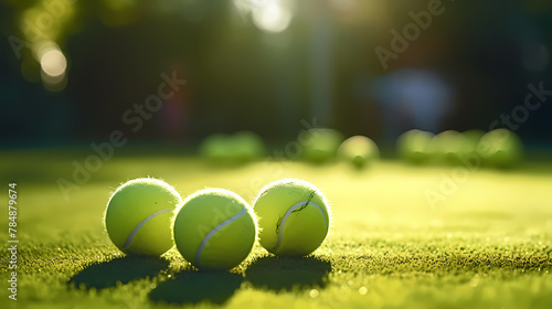 Close-up of a tennis ball on the tennis court