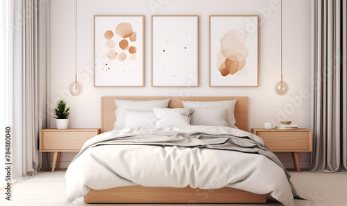 Mockup of Wall Art in a Cozy Bedroom Setting