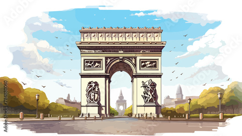 Watercolor sketch of Arc de Triomphe Paris France i