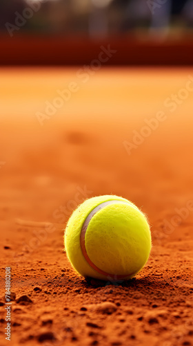 Close-up of a tennis ball on the tennis court © jiejie