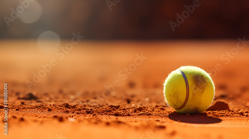 Close-up of a tennis ball on the tennis court