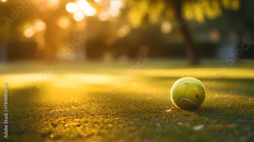 Close-up of a tennis ball on the tennis court