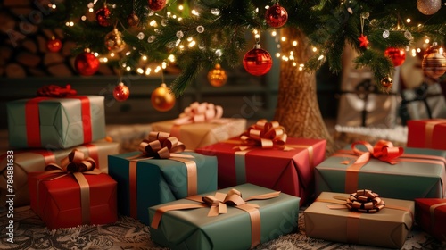 Vibrant Array of Meticulously Wrapped Gifts Arranged in a Colorful Display © Arnolt