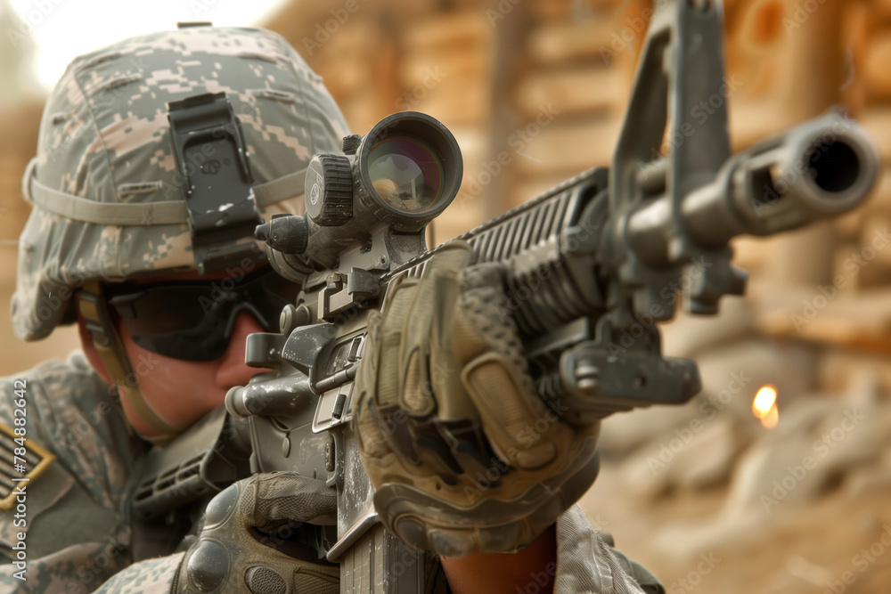 Fototapeta premium Portrait of a Soldier, Generative AI