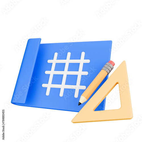 Blue Print 3D Icon Illustration