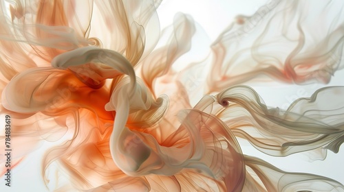 Macro, flower abstraction, ink in water dance, flowing shapes, ethereal light, mystical aura