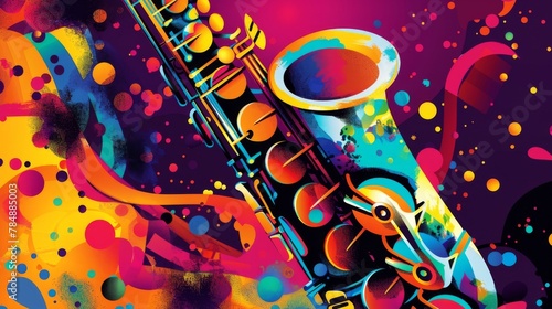 A stylish and modern background incorporating the colorful and funky influences of acid jazz and funk music.