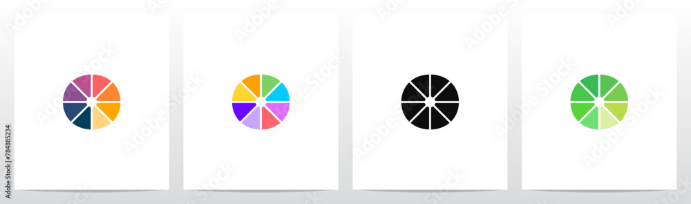 Obraz premium Divide Into Pieces with Different Colors Letter Initial Logo Design O