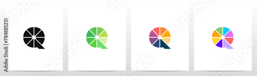 Divide Into Pieces with Different Colors Letter Initial Logo Design Q