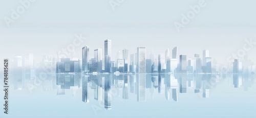 Blue gradient flattens the background of business technology landmark building